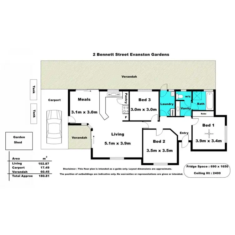 Floorplan of Homely house listing, 2 Bennett Street, Evanston Gardens SA 5116