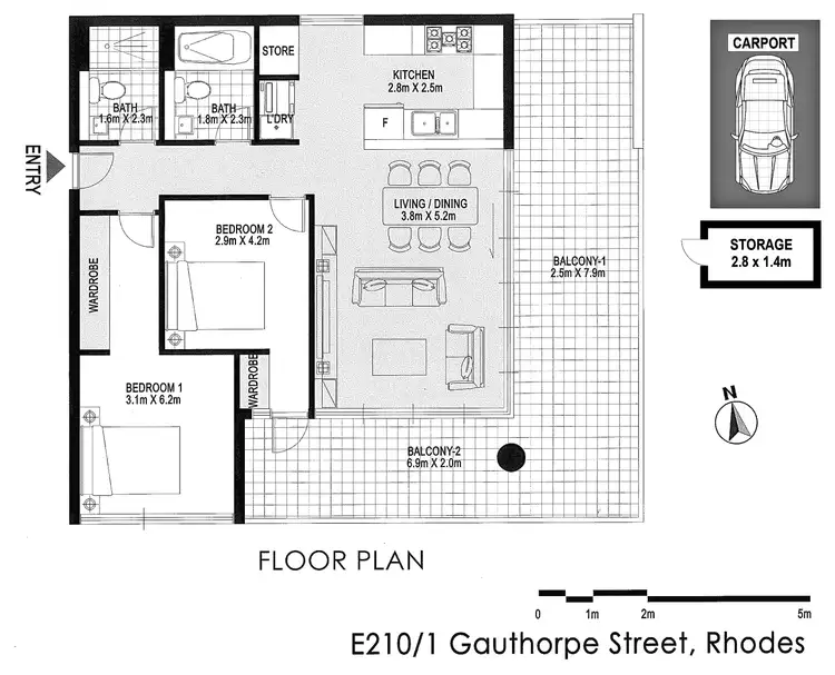 Floorplan of Homely apartment listing, E210/1 Gauthorpe Street, Rhodes NSW 2138