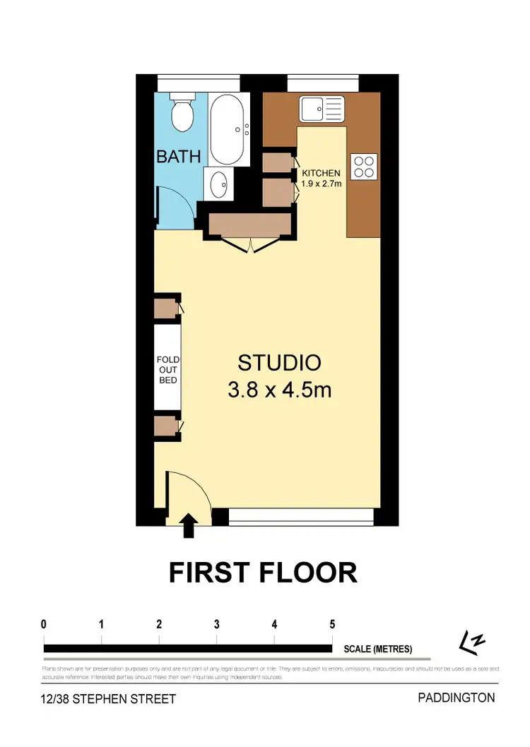 Floorplan of Homely studio listing, 12/38 Stephen Street, Paddington NSW 2021