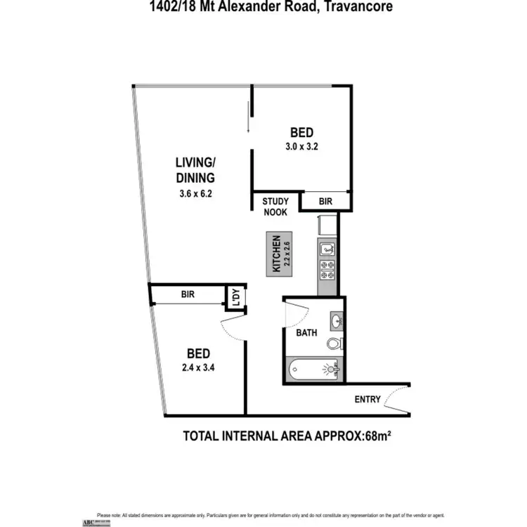 Floorplan of Homely apartment listing, 1402/18 Mt Alexander Road, Travancore VIC 3032