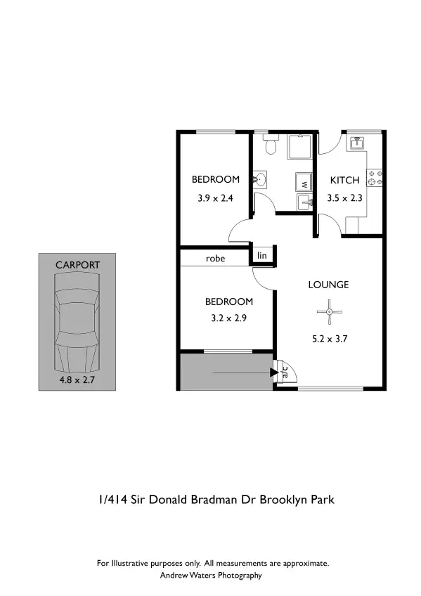 Floorplan of Homely unit listing, 1/414 Sir Donald Bradman Drive, Brooklyn Park SA 5032