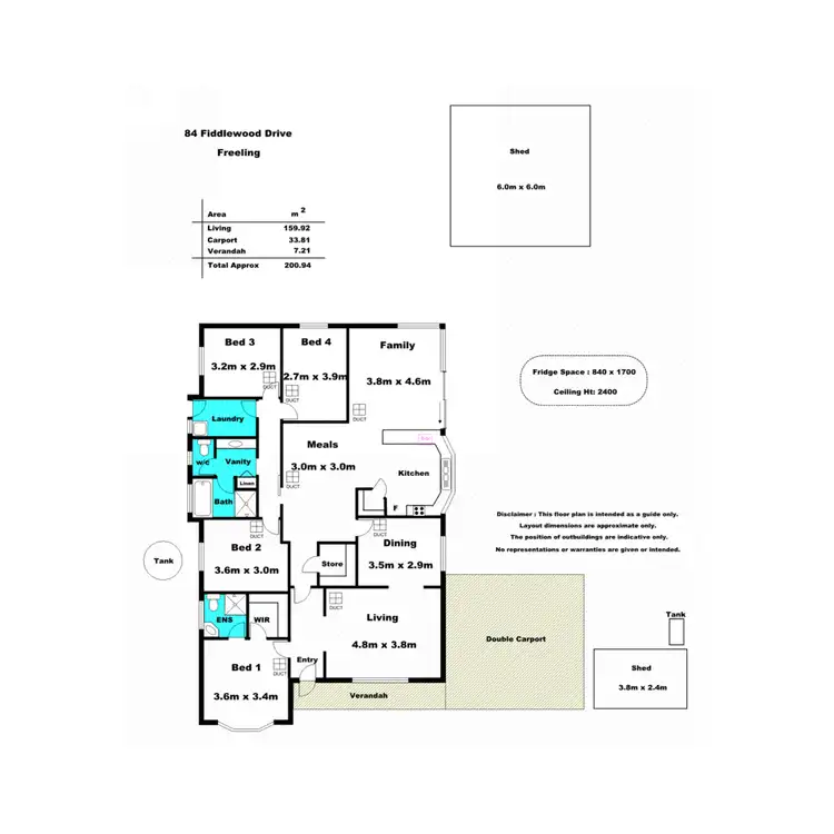 Floorplan of Homely house listing, 84 Fiddlewood Drive, Freeling SA 5372