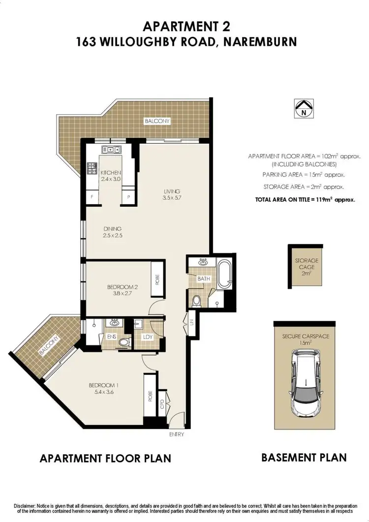 Floorplan of Homely apartment listing, 2/163 Willoughby Road, Naremburn NSW 2065