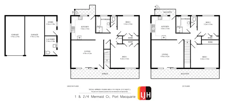 Floorplan of Homely block of units listing, 1 & 2/4 Mermaid Crescent, Port Macquarie NSW 2444