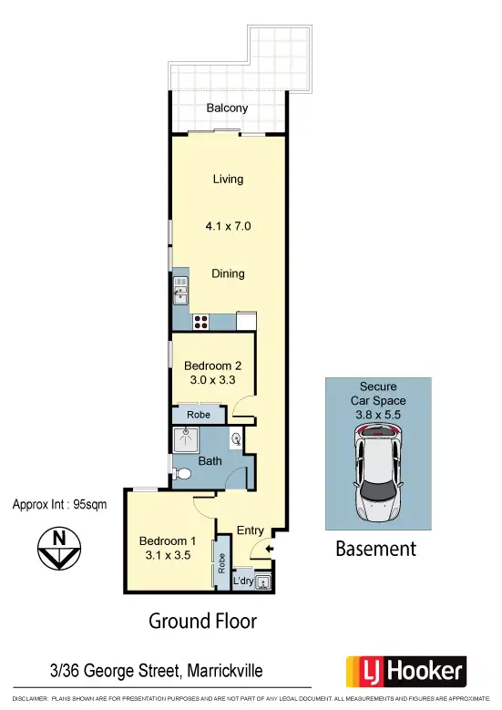 Floorplan of Homely apartment listing, 3/36 George Street, Marrickville NSW 2204