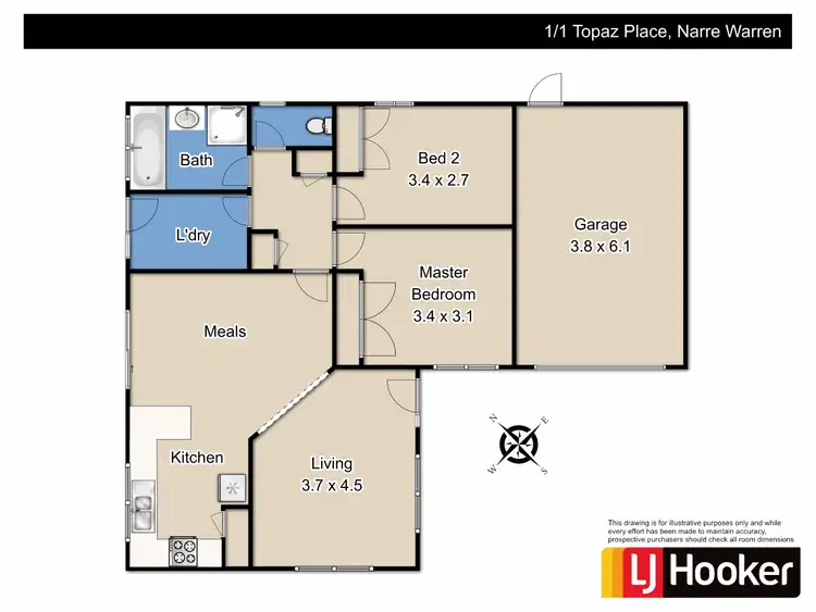 Floorplan of Homely unit listing, 1/1 Topaz Place, Narre Warren VIC 3805