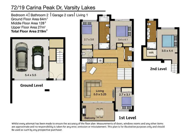 Floorplan of Homely townhouse listing, 72/19 Carina Peak Drive, Varsity Lakes QLD 4227