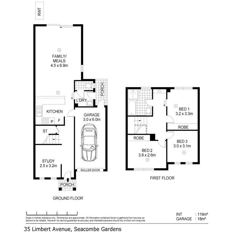 Floorplan of Homely townhouse listing, 35 Limbert Avenue, Seacombe Gardens SA 5047