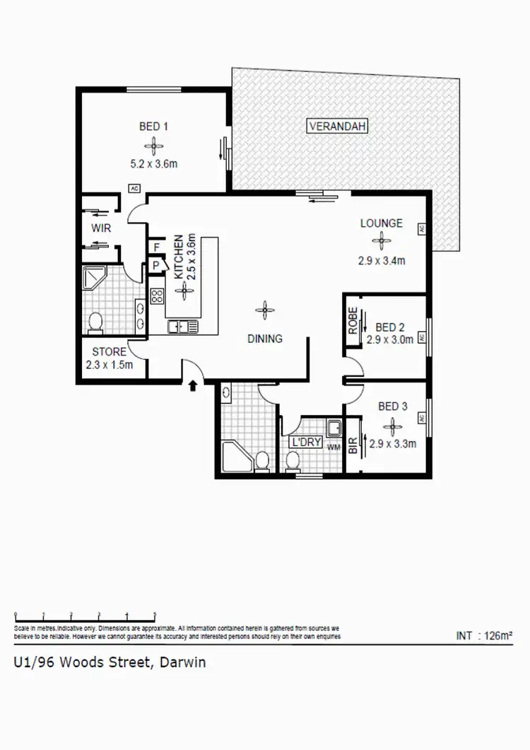 Floorplan of Homely unit listing, 1/96 Woods Street, Darwin NT 800
