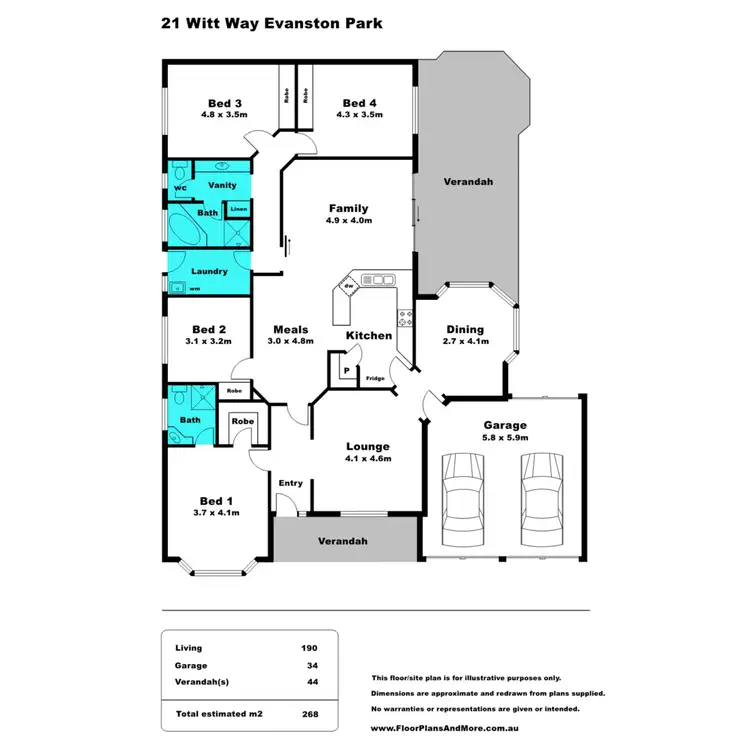 Floorplan of Homely house listing, 21 Witt Way, Evanston Park SA 5116