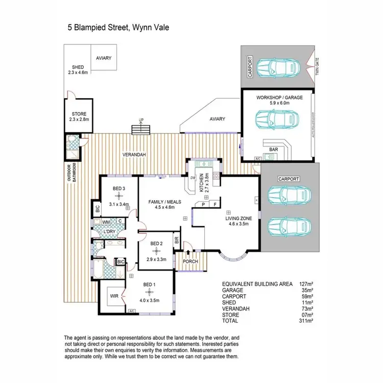 Floorplan of Homely house listing, 5 Blampied Street, Wynn Vale SA 5127