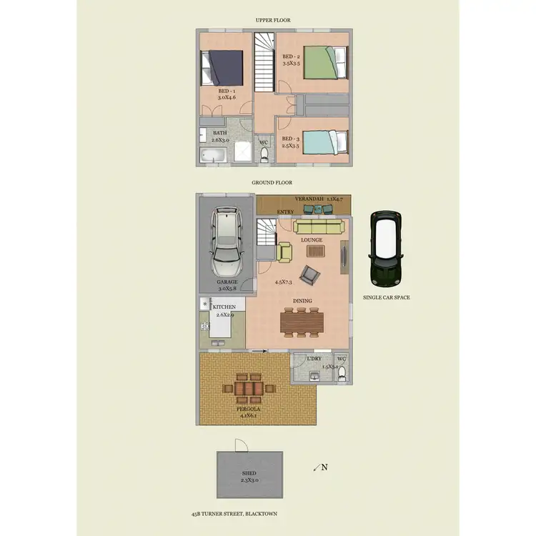 Floorplan of Homely townhouse listing, 45B Turner Street, Blacktown NSW 2148