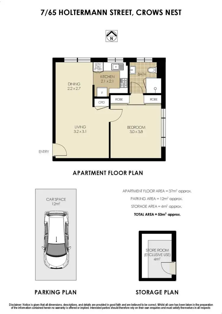Floorplan of Homely apartment listing, 7/65 Holtermann Street, Crows Nest NSW 2065