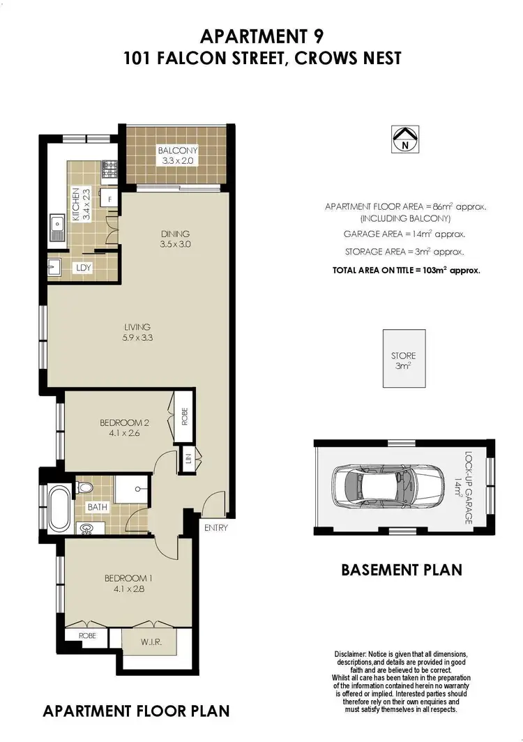 Floorplan of Homely unit listing, 9/101-103 Falcon Street, Crows Nest NSW 2065