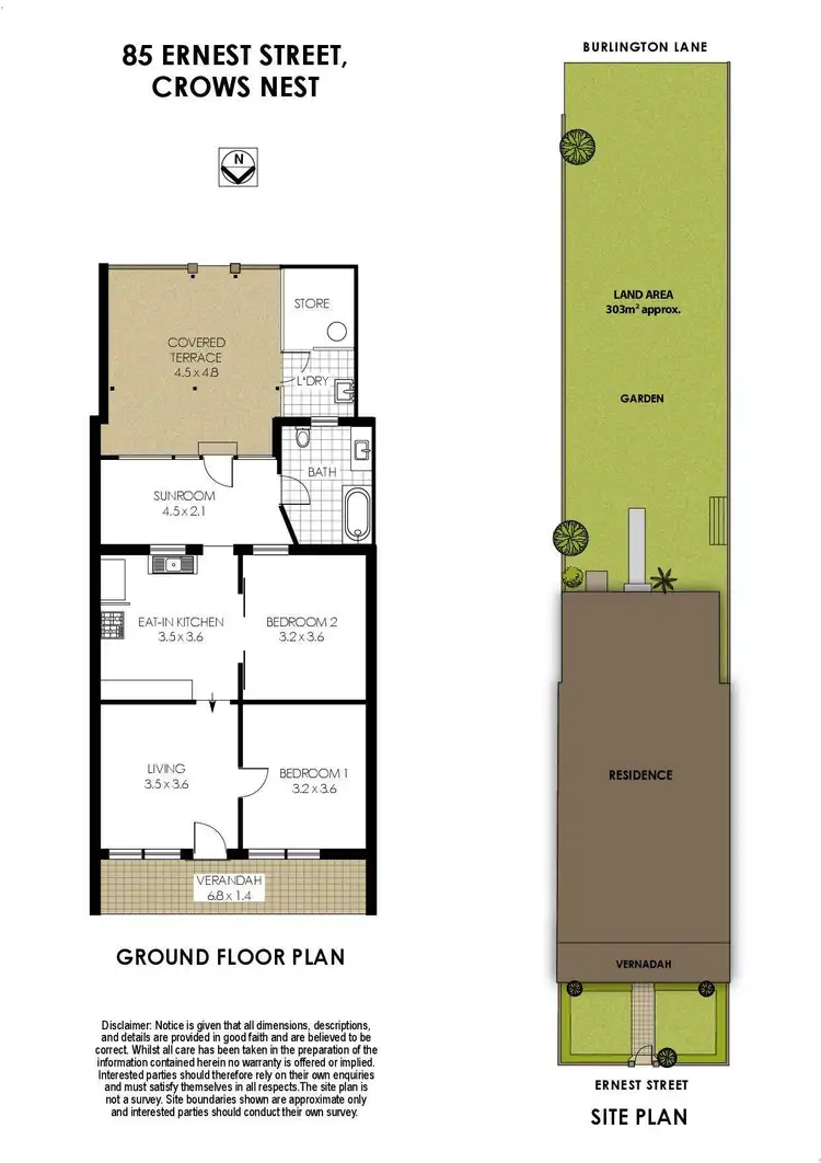 Floorplan of Homely semi-detached listing, 85 Ernest Street, Crows Nest NSW 2065