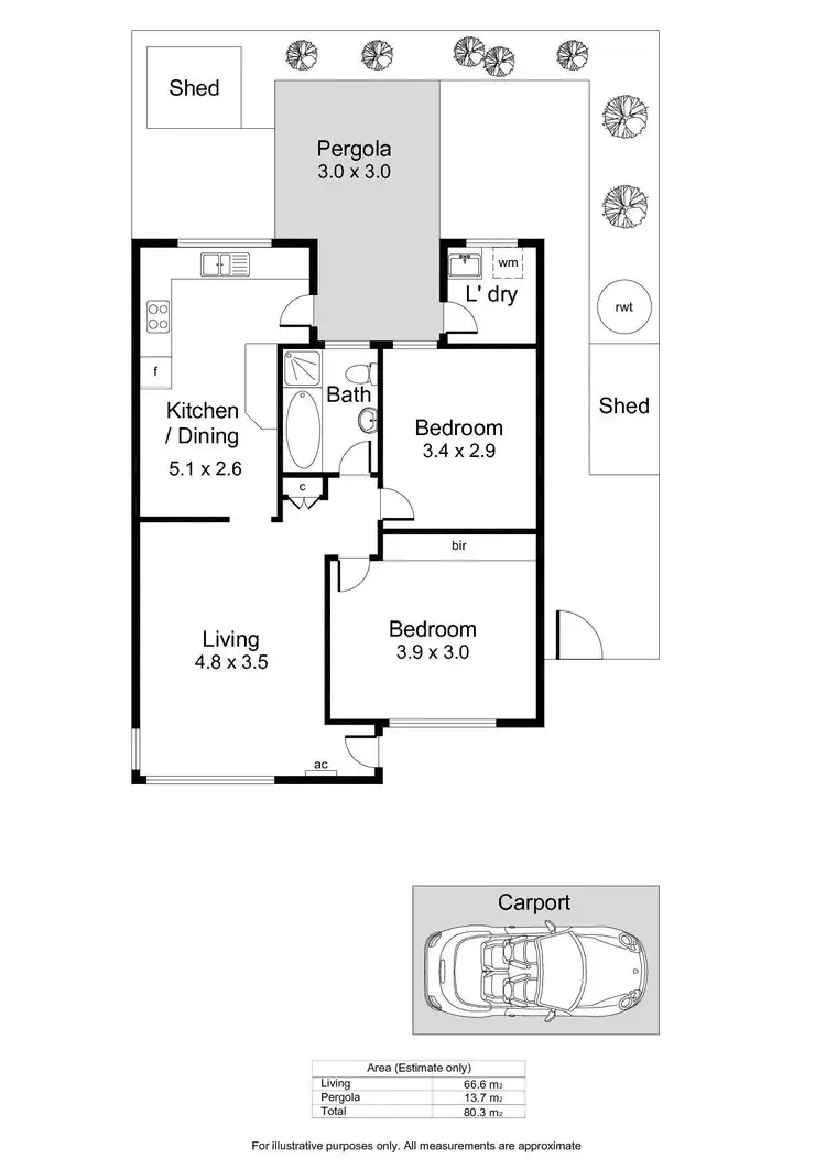 Floorplan of Homely unit listing, 3/295 Sir Donald Bradman Drive, Brooklyn Park SA 5032