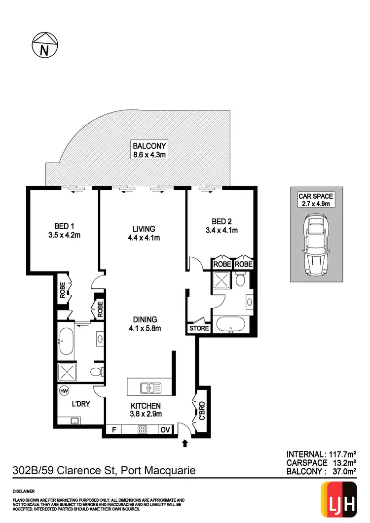 Floorplan of Homely apartment listing, 302B/59 Clarence Street, Port Macquarie NSW 2444
