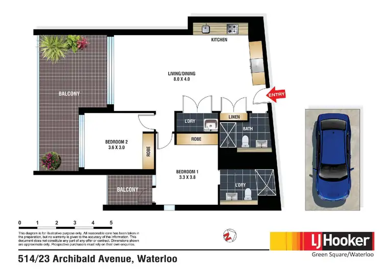 Floorplan of Homely apartment listing, 514/23 Archibald Avenue, Waterloo NSW 2017