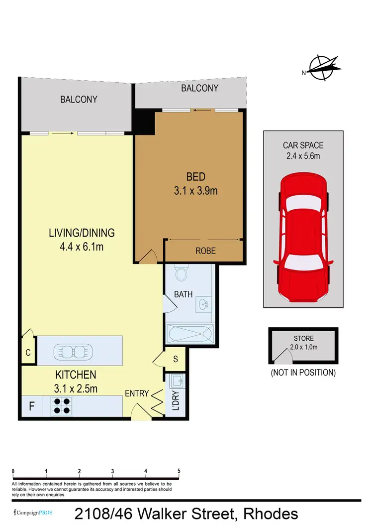 Floorplan of Homely unit listing, 2108/46 Walker Street, Rhodes NSW 2138