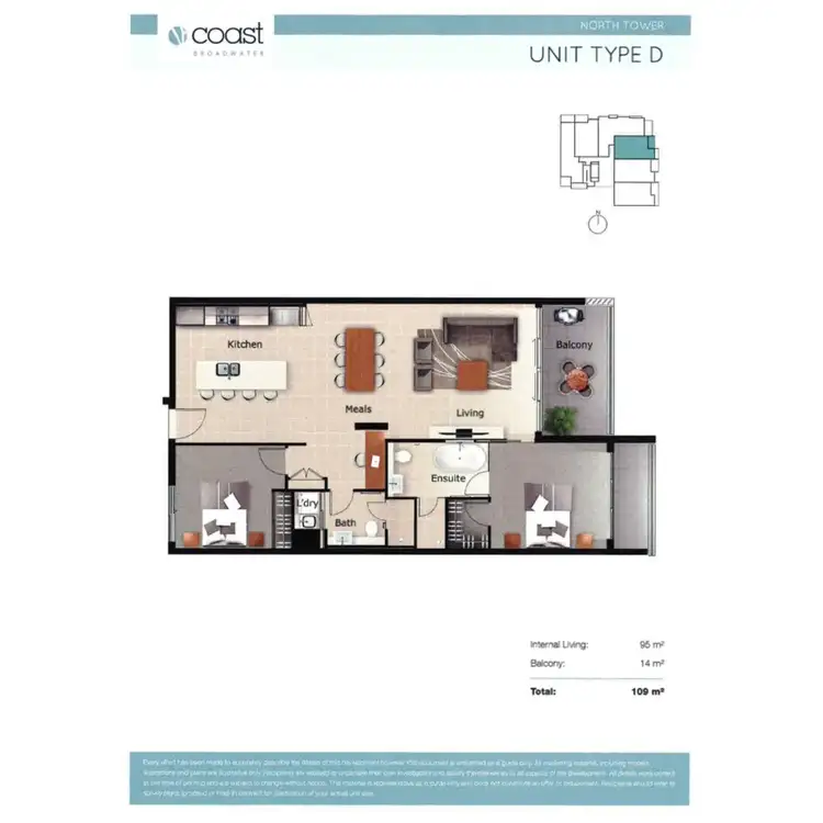 Floorplan of Homely unit listing, 805/380 Marine Parade, Labrador QLD 4215