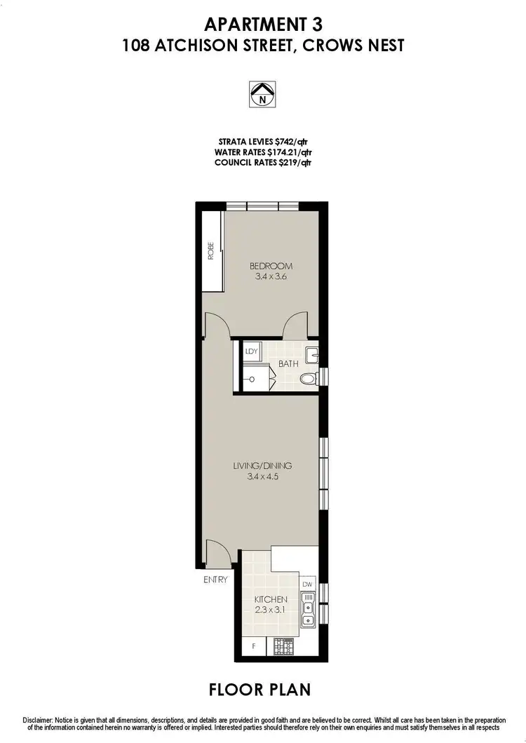 Floorplan of Homely apartment listing, 3/108 Atchison Street, Crows Nest NSW 2065