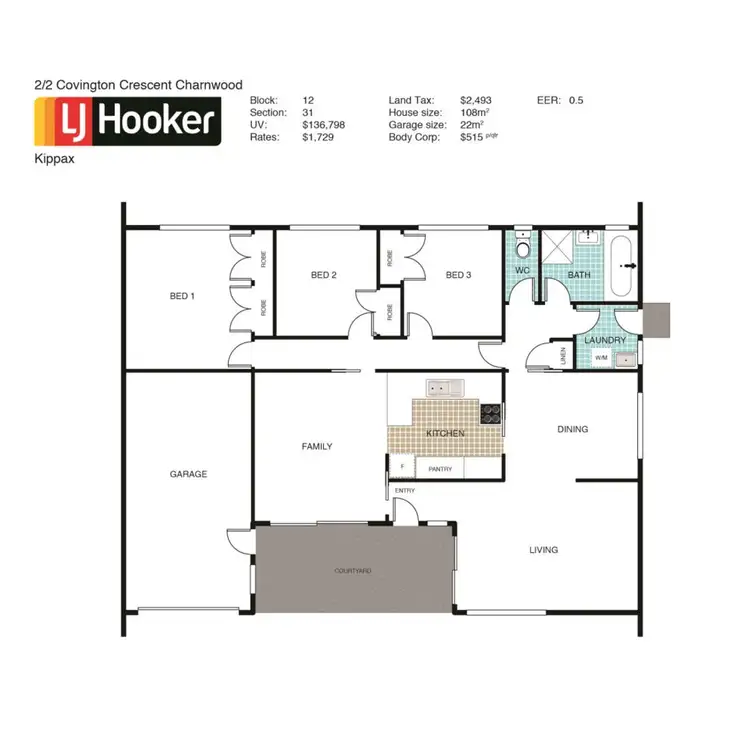 Floorplan of Homely townhouse listing, 2/2 Covington Crescent, Charnwood ACT 2615