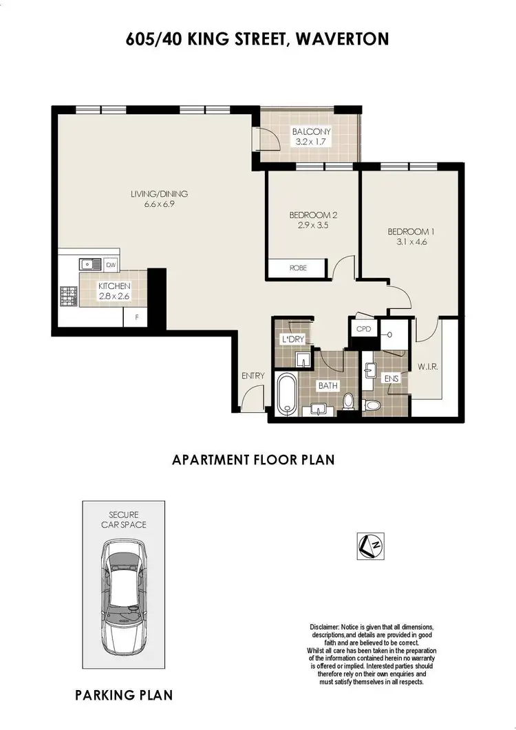 Floorplan of Homely unit listing, 605/40 King Street, Wollstonecraft NSW 2065