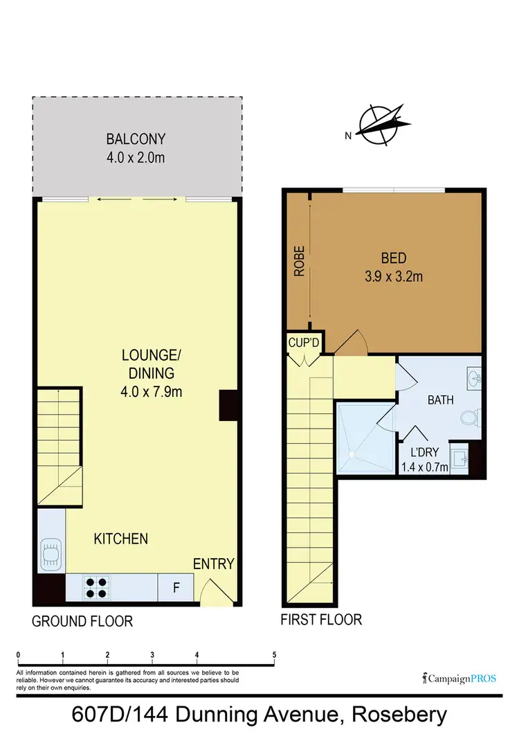 Floorplan of Homely apartment listing, 607D/144 Dunning Avenue, Rosebery NSW 2018