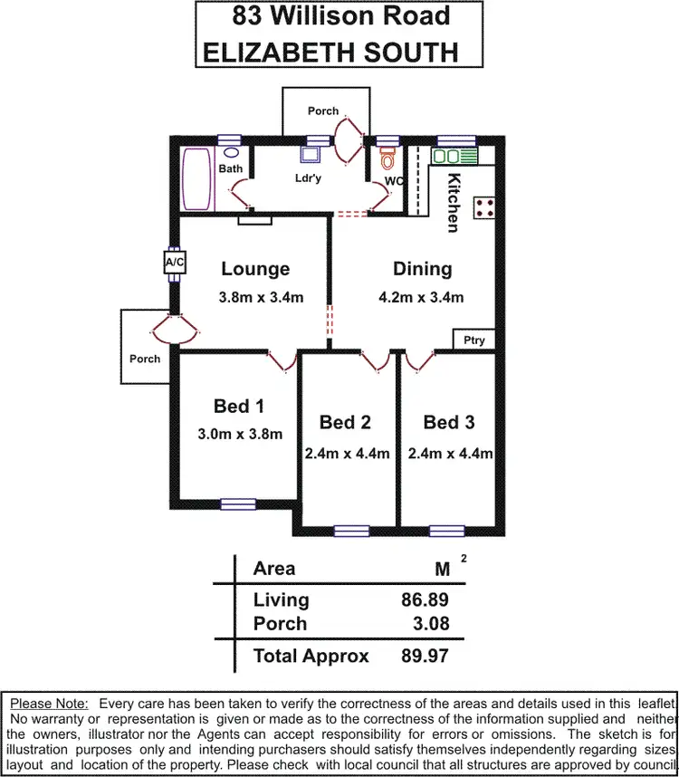 Floorplan of Homely semi-detached listing, 83 Willison Road, Elizabeth South SA 5112