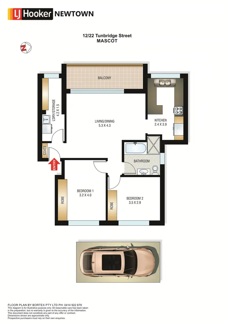 Floorplan of Homely apartment listing, 12/22 Tunbridge Street, Mascot NSW 2020