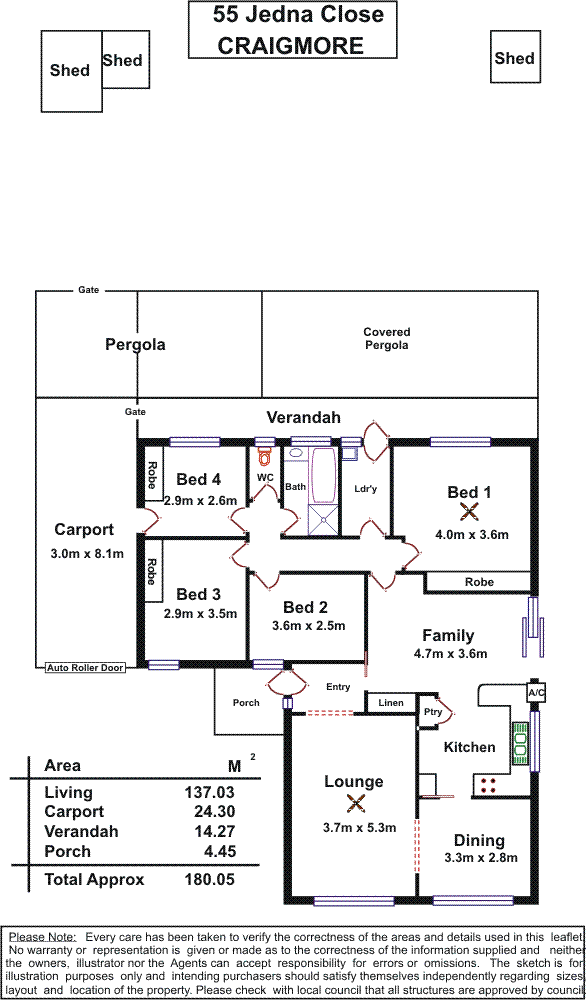 Floorplan of Homely house listing, 55 Jedna Close, Craigmore SA 5114