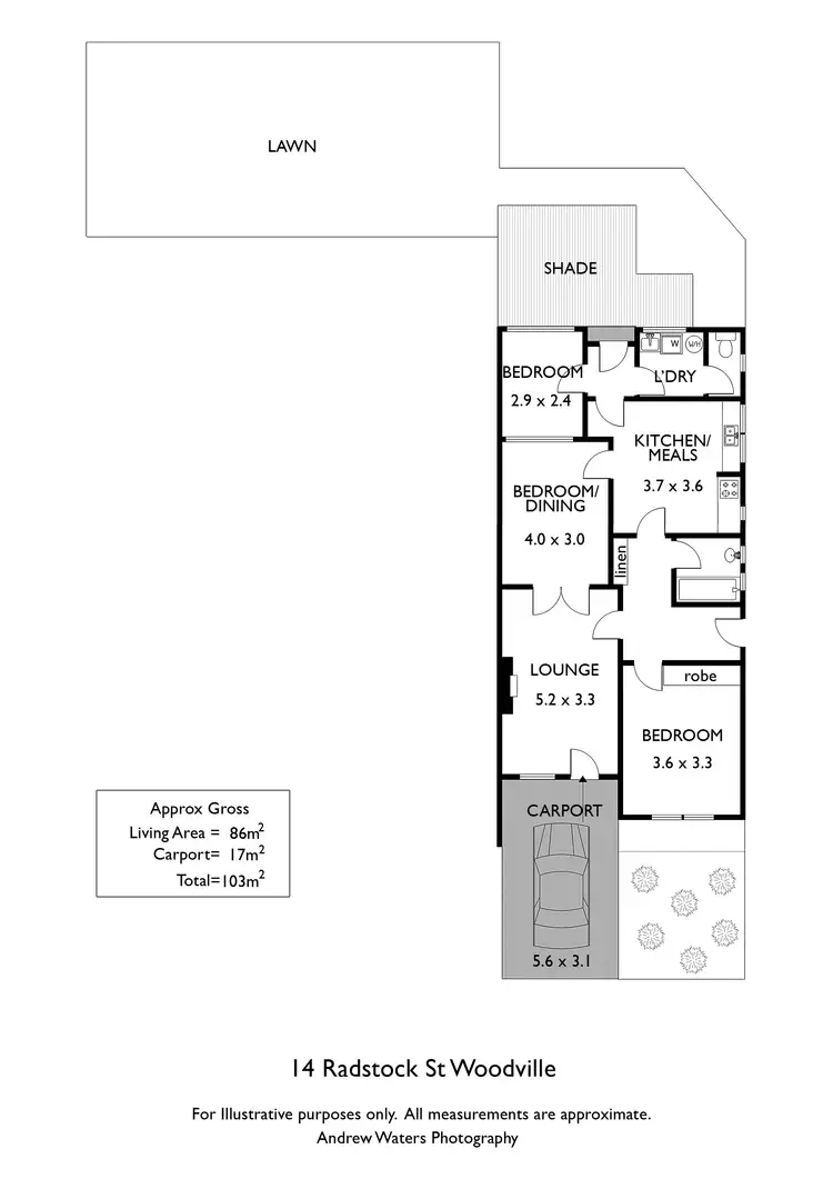 Floorplan of Homely semi-detached listing, 14 Radstock Street, Woodville SA 5011
