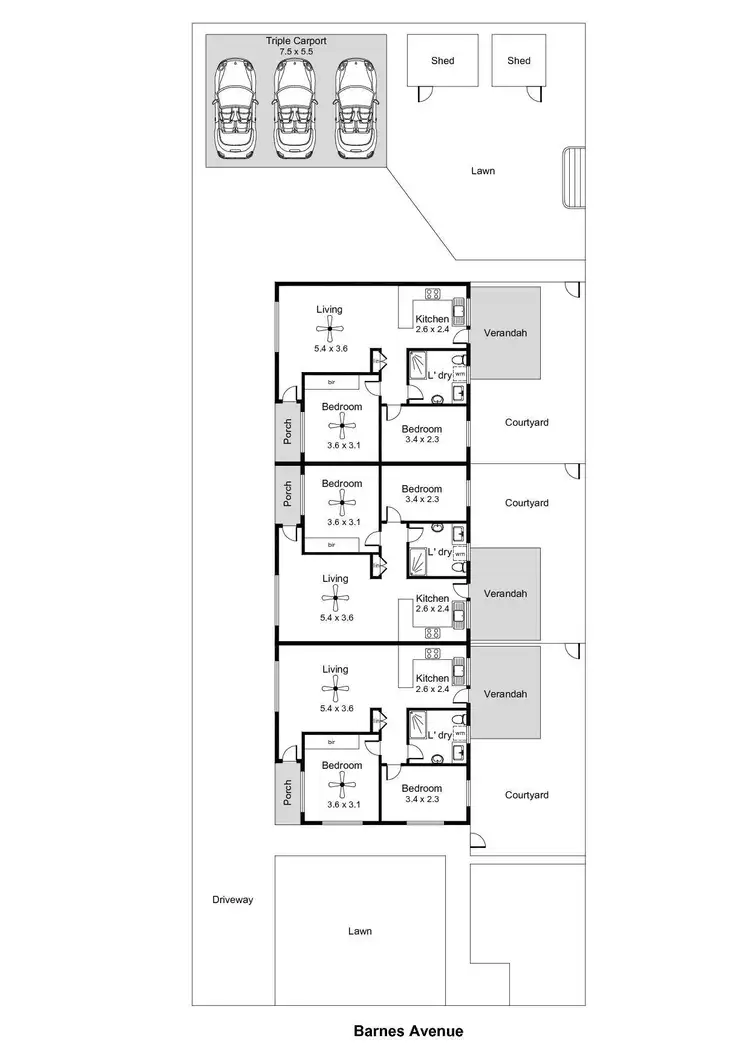 Floorplan of Homely block of units listing, 1-3/28 Barnes Avenue, Marleston SA 5033