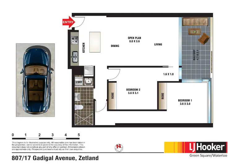 Floorplan of Homely apartment listing, 807/17 Gadigal Avenue, Zetland NSW 2017