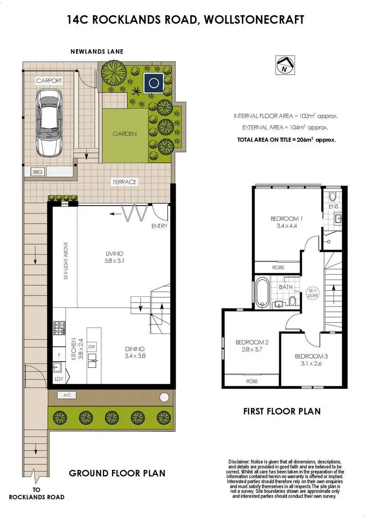 Floorplan of Homely townhouse listing, 14c Rocklands Road, Wollstonecraft NSW 2065