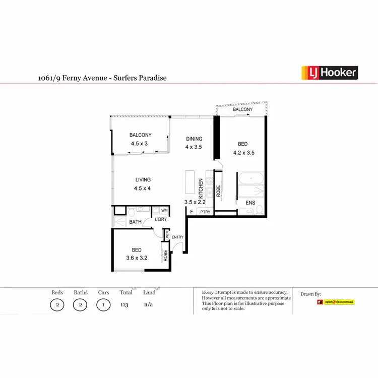 Floorplan of Homely unit listing, 1061/9 Ferny Avenue, Surfers Paradise QLD 4217