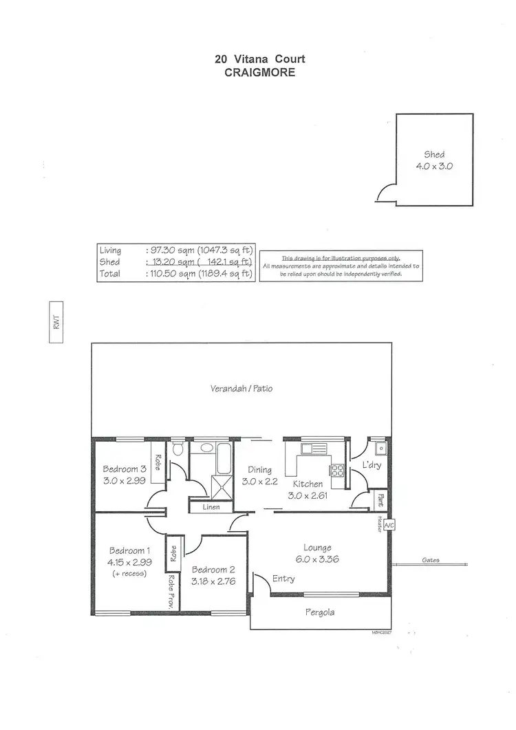 Floorplan of Homely house listing, 20 Vitana Court, Craigmore SA 5114