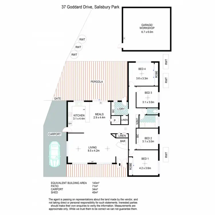 Floorplan of Homely house listing, 37 Goddard Drive, Salisbury Park SA 5109