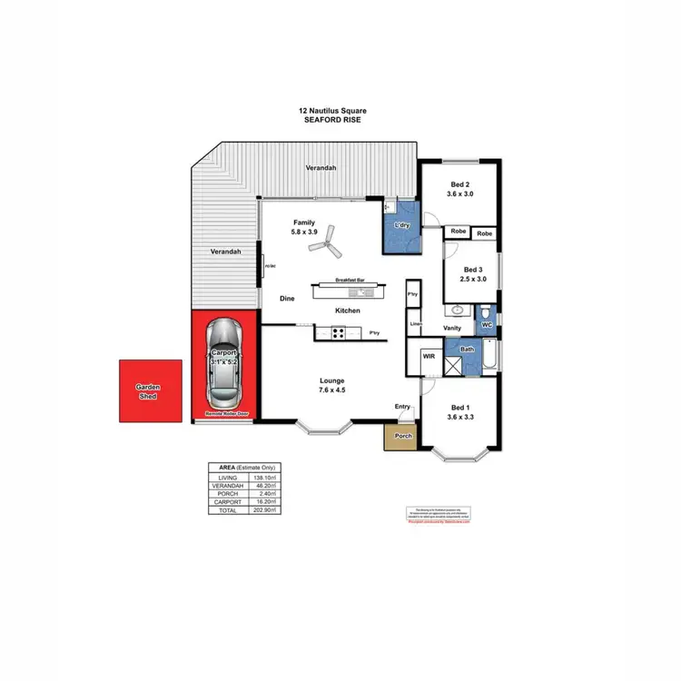 Floorplan of Homely house listing, 12 Nautilus Square, Seaford Rise SA 5169
