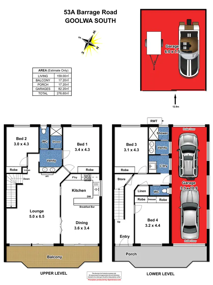 Floorplan of Homely semi-detached listing, 53A Barrage Road, Goolwa South SA 5214
