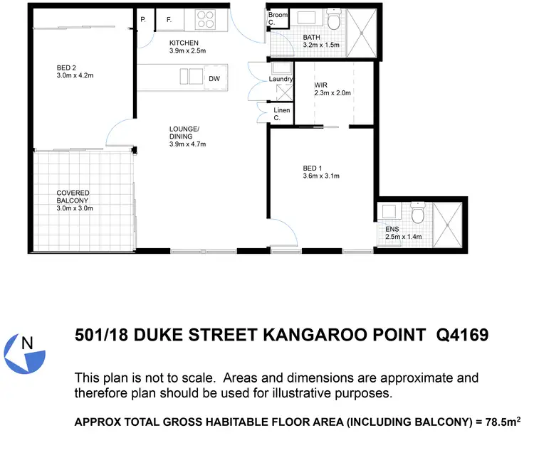 Floorplan of Homely apartment listing, 501/18 Duke Street, Kangaroo Point QLD 4169