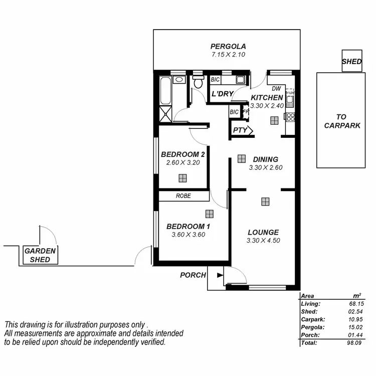Floorplan of Homely unit listing, 1/44 Williams Avenue, St Morris SA 5068