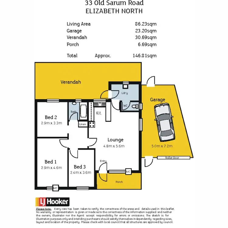 Floorplan of Homely semi-detached listing, 33 Old Sarum Road, Elizabeth North SA 5113