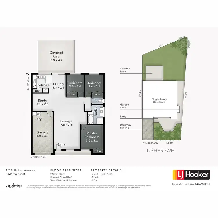 Floorplan of Homely semi-detached listing, 1/79 Usher Avenue, Labrador QLD 4215