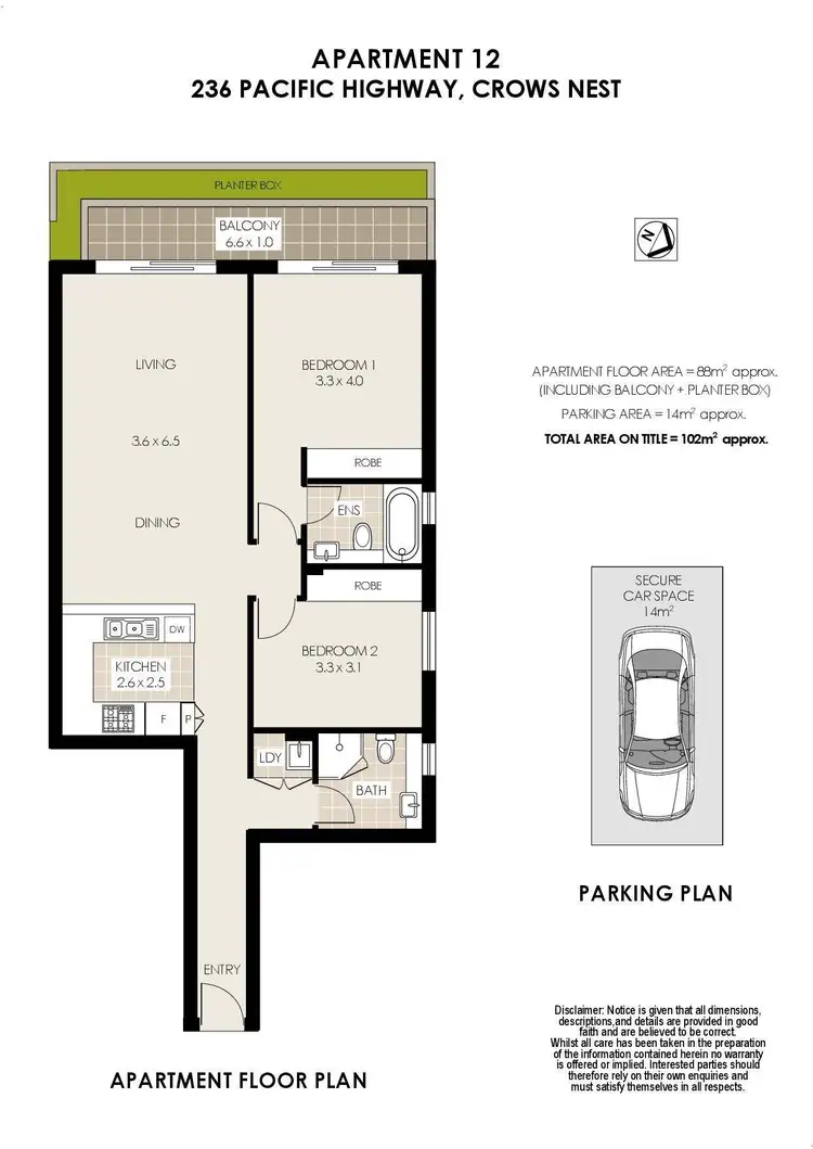 Floorplan of Homely apartment listing, 12/236 Pacific Highway, Crows Nest NSW 2065