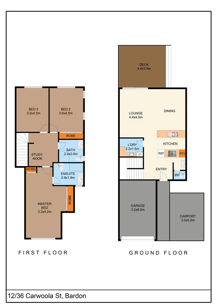 Floorplan of Homely townhouse listing, 12/36 Carwoola Street, Bardon QLD 4065