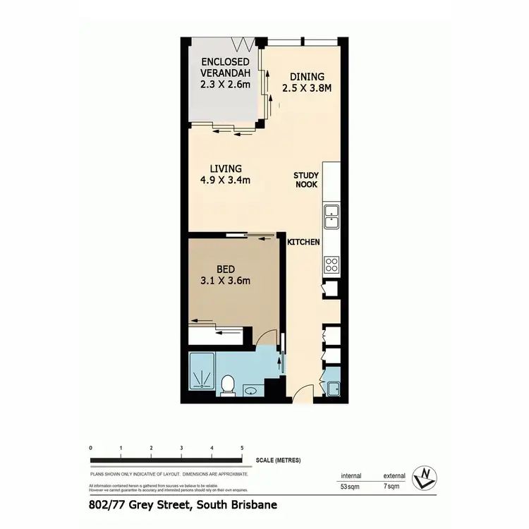 Floorplan of Homely apartment listing, 802/77 Grey Street, South Brisbane QLD 4101