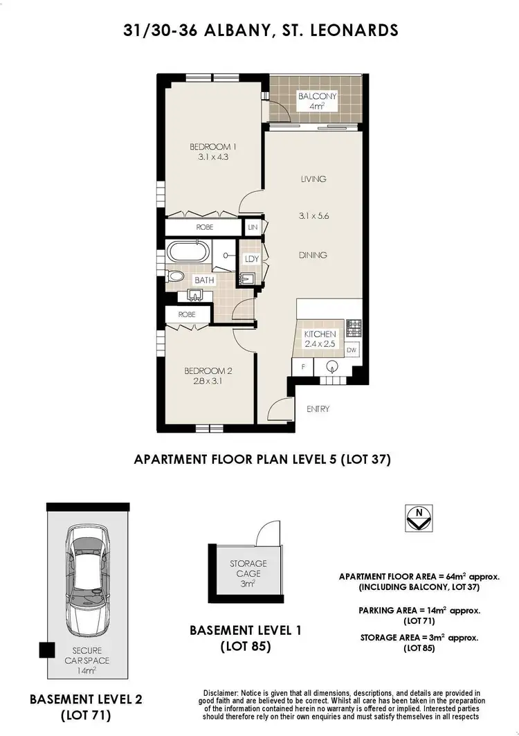 Floorplan of Homely apartment listing, 31/30-36 Albany Street, St Leonards NSW 2065