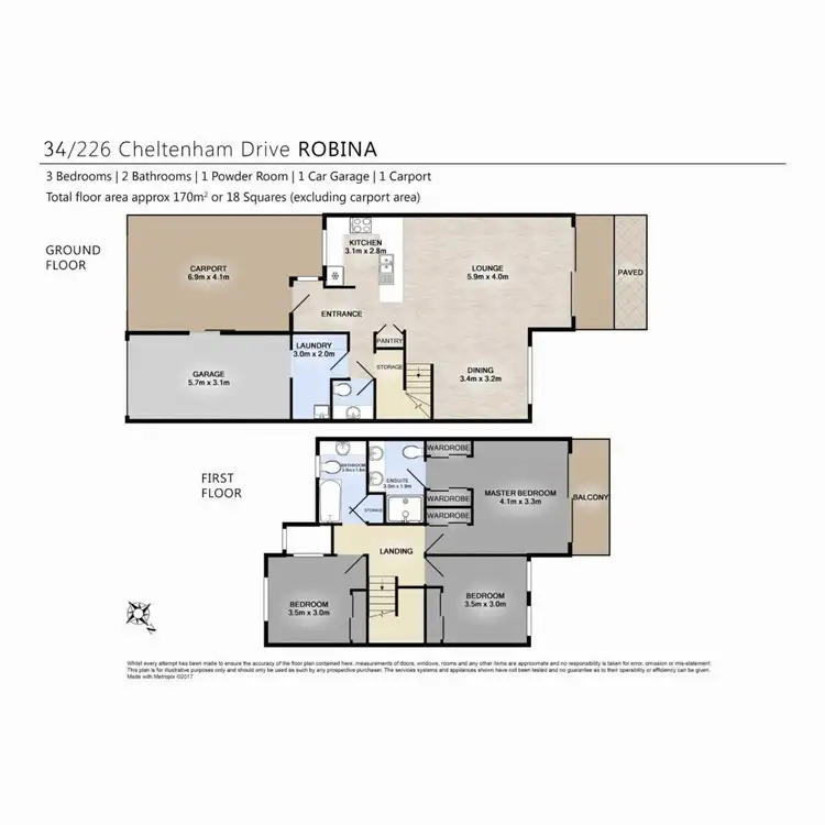 Floorplan of Homely townhouse listing, 34/226 Cheltenham Drive, Robina QLD 4226