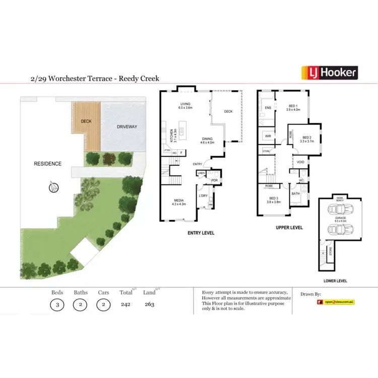 Floorplan of Homely semi-detached listing, 2/29 Worchester Terrace, Reedy Creek QLD 4227